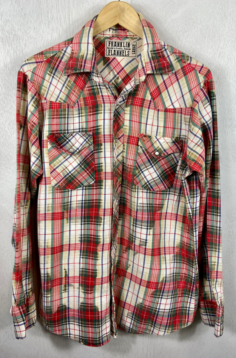 Vintage Western Style Red, Green and White Flannel Size Large