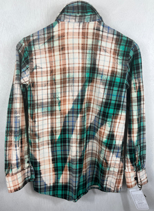 Vintage Green, Black, White and Rust Flannel Size XS