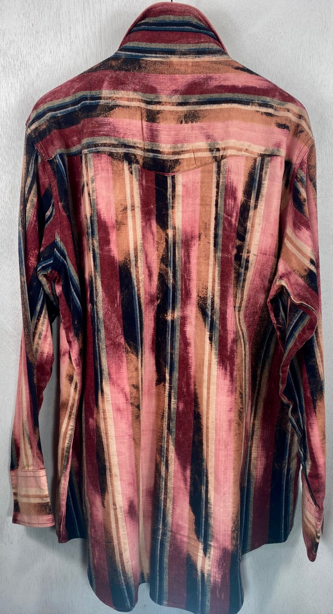 Vintage Burgundy, Pink, Black and Rust Flannel Size Large