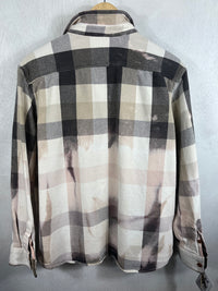 Vintage Grey, Taupe, White and Pale Pink Flannel Jacket Size Medium
