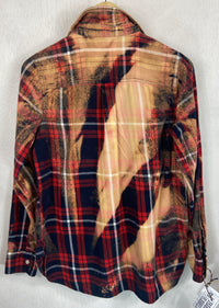 Vintage Red, Navy Blue, Gold and White Lightweight Flannel Size Small