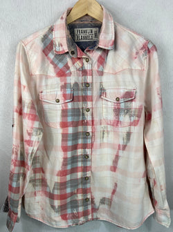 Vintage Western Style Pink, Grey and White Flannel Size Small