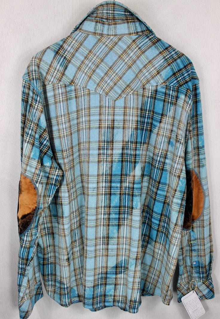 Vintage Western-cut Turquoise Faded Flannel Size XL