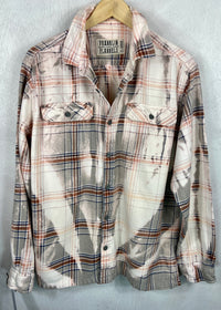 Vintage Pink, Grey, White Lightweight Flannel Jacket Size XL