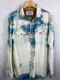 Vintage Western Style Royal Blue, Taupe and White Flannel Size XL