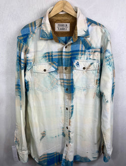 Vintage Western Style Royal Blue, Taupe and White Flannel Size XL