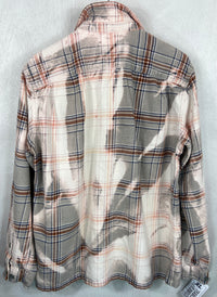 Vintage Pink, Grey, White Lightweight Flannel Jacket Size XL