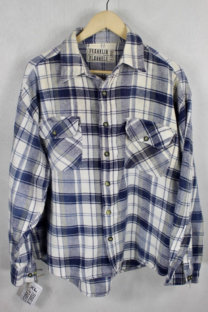 Vintage Retro Blue and White Flannel Size XL