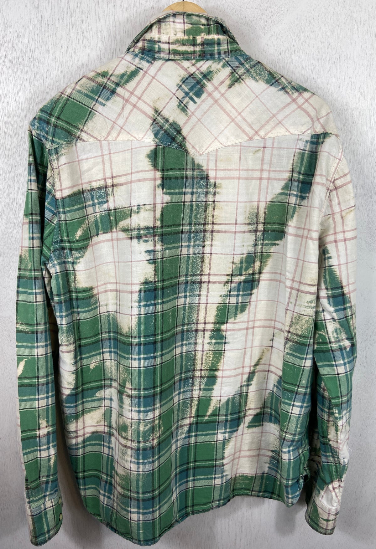 Vintage Western Style Green and Cream Flannel Size Large