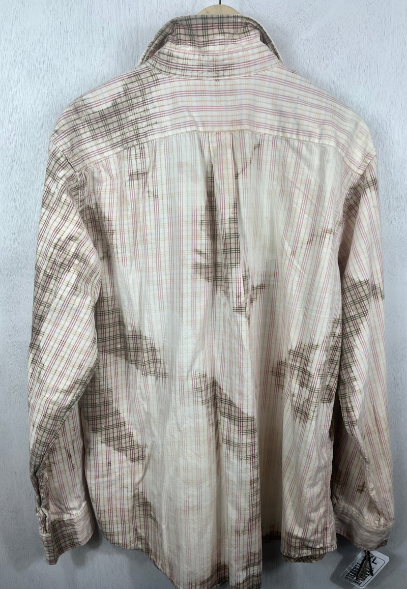 Vintage Khaki, White and Pink Lightweight Cotton Size XL