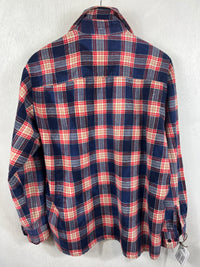 Vintage Retro Blue, Red and White Flannel Size XL