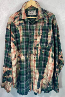 Vintage Forest Green, Rust and Black Flannel Size XL