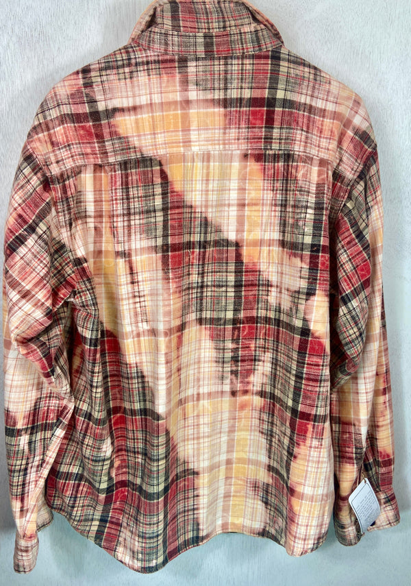 Vintage Western Style Red, Peach and White Flannel Size XL
