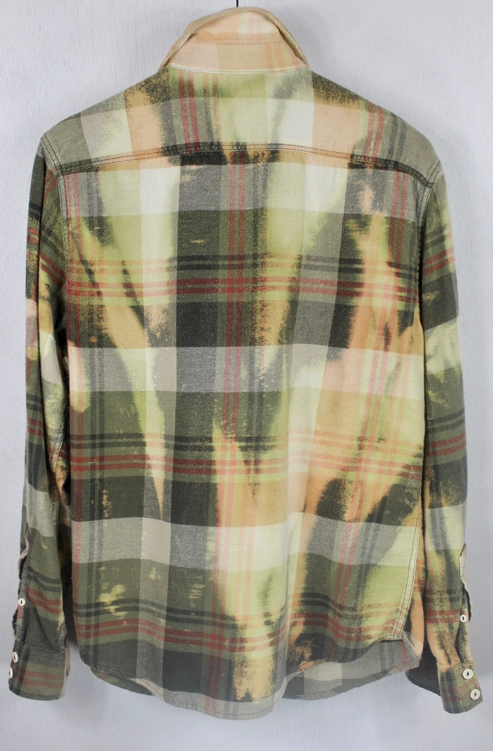 Vintage Army Green, Light Green, and Gold Flannel Size Medium