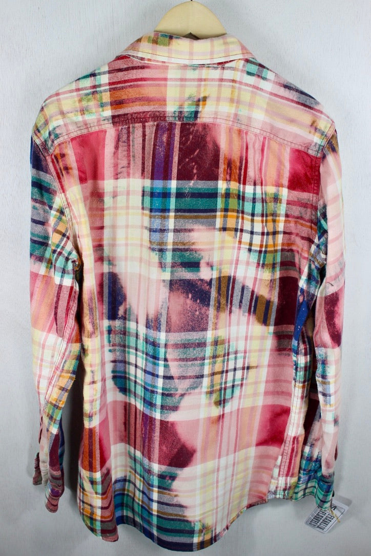 Vintage Pink, Red, Turquoise and Blue Flannel Size Medium