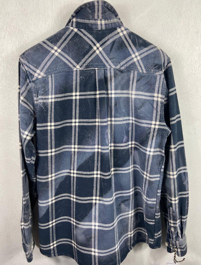 Vintage Navy and White Faded Flannel Size Large