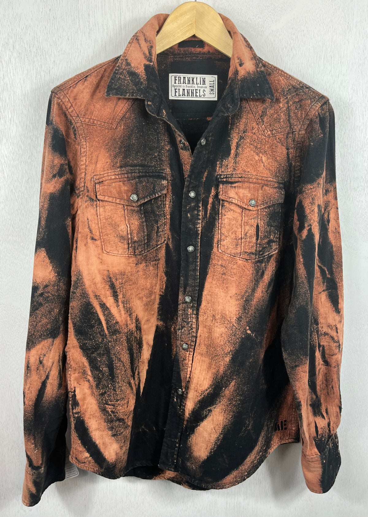 Vintage Western Style Black and Rust Flannel Size Small