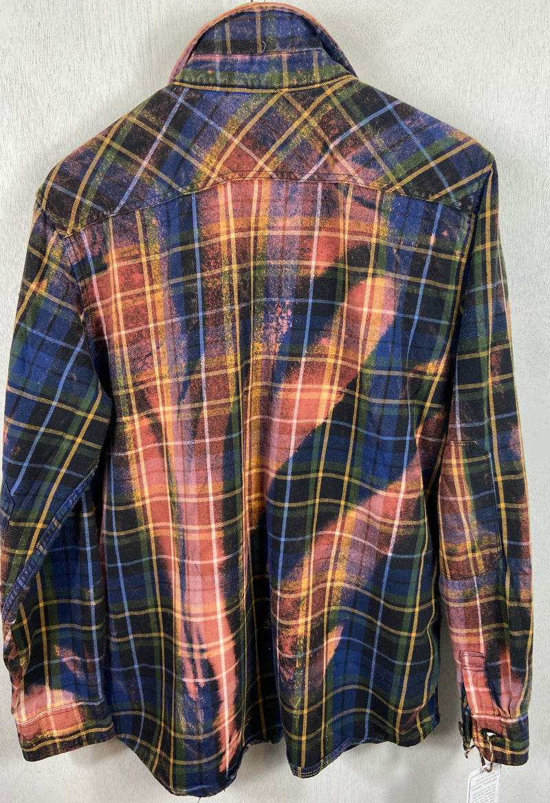 Vintage Blue, Black, Green and Dusty Rose Flannel Size Large