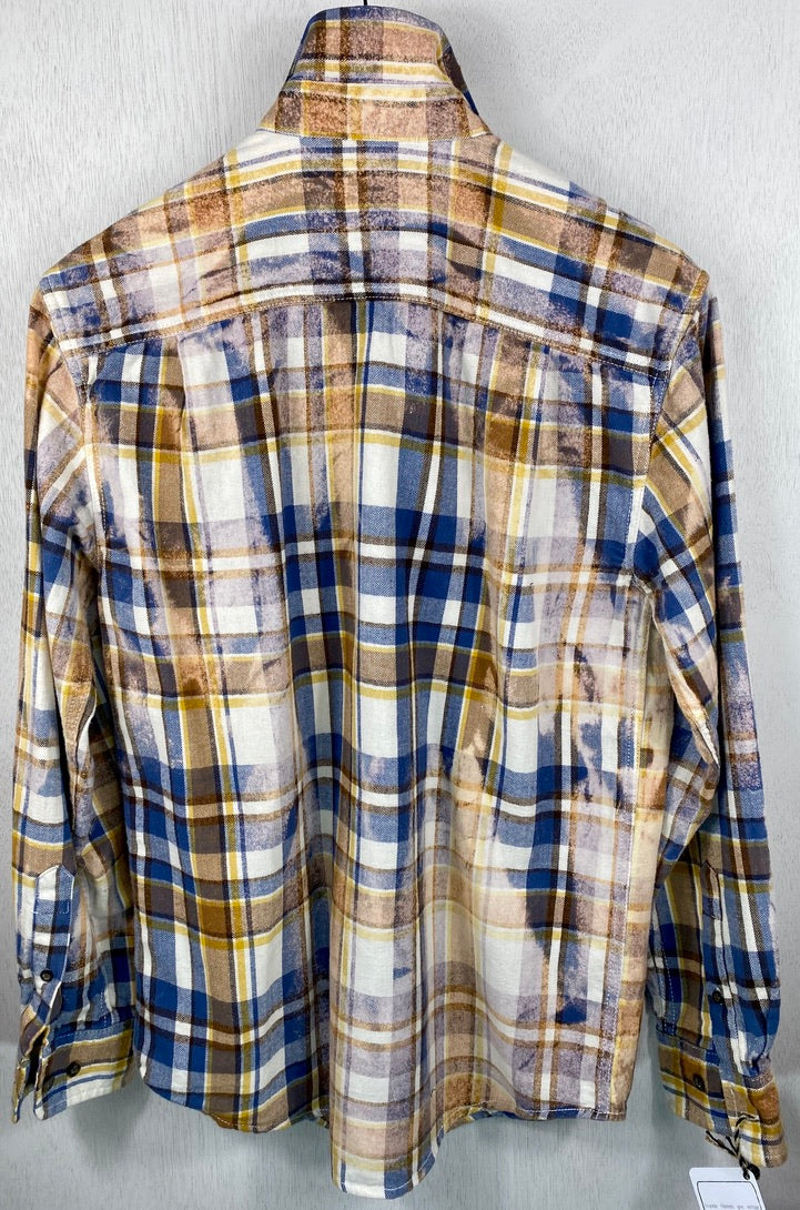 Vintage Blue, White and Gold Flannel Size Small