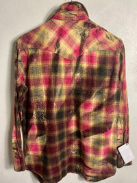 Vintage Western Style Plum, Pink and Mustard Flannel Size Medium