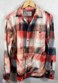 Vintage Navy Blue, Red, Rust and White Flannel Size Large
