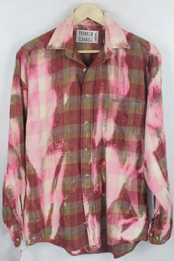 Vintage Pink and Army Green Flannel Size Medium