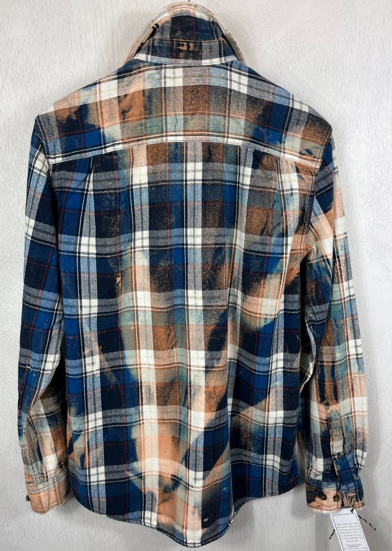 Vintage Navy Blue, Rust and White Flannel Size Small