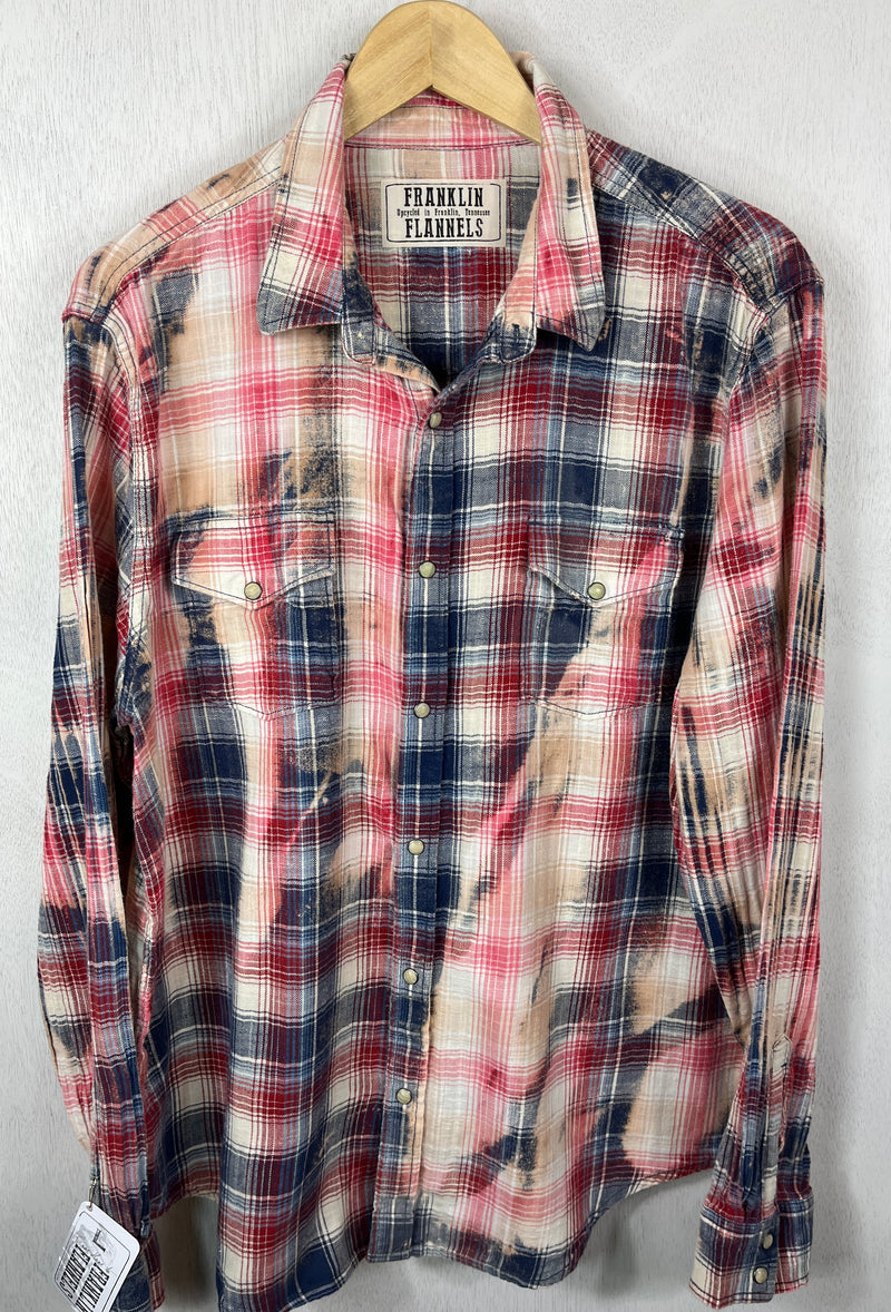 Vintage Western Style Red, White and Blue Flannel Size Large