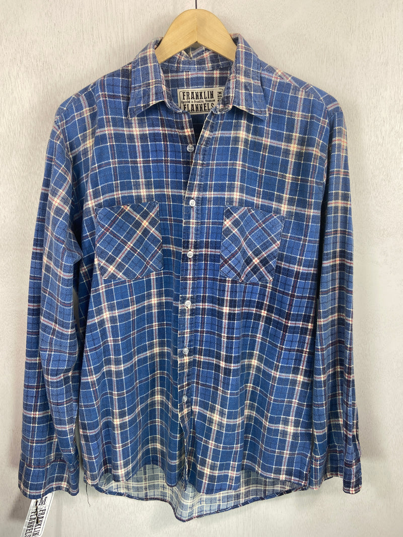 Vintage Retro Royal Blue, Red and White Flannel Size Medium