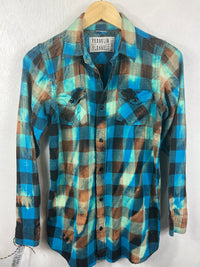 Vintage Turquoise, Black and Rust Flannel Size XS