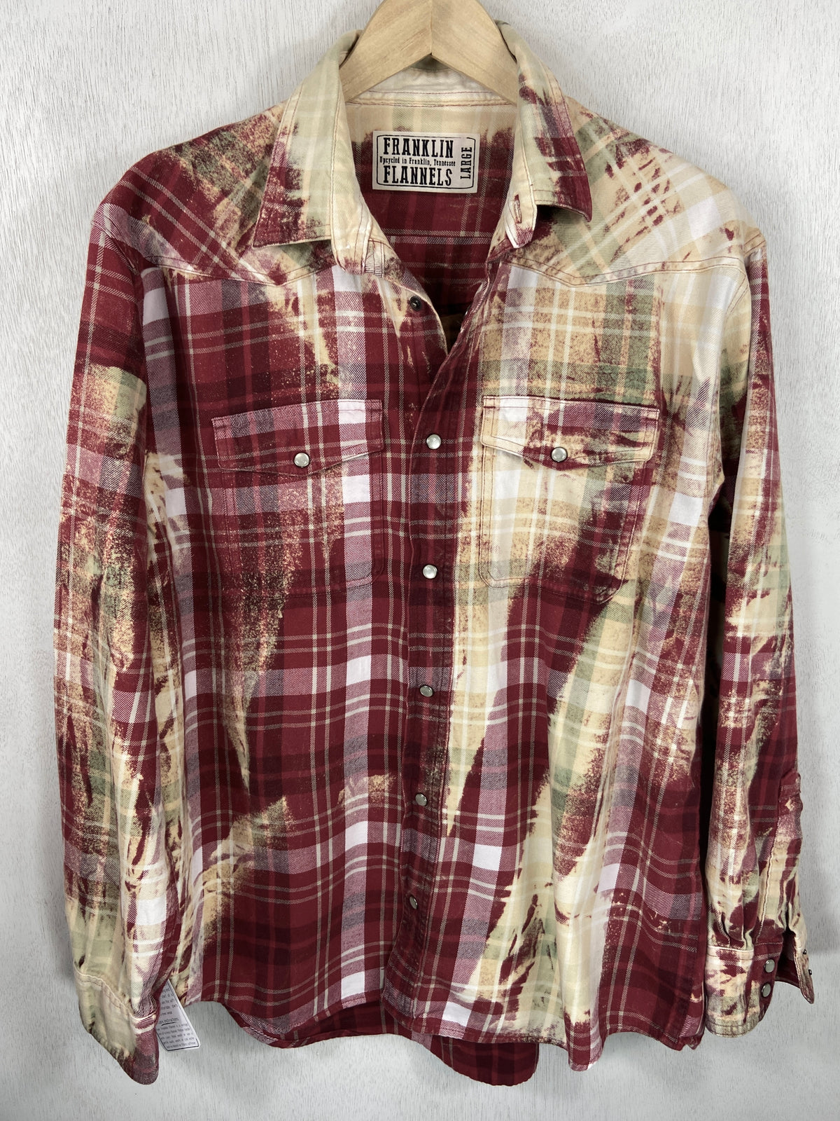 Vintage Western Style  Red, White and Light Yellow & Green Flannel Size Large