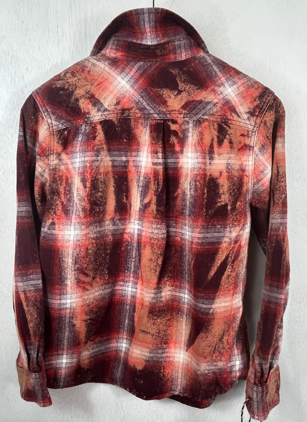 Vintage Brick Red, Burgundy and White Flannel Size Small