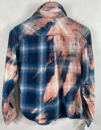 Vintage Pink, Royal and Navy Blue Flannel Size XS