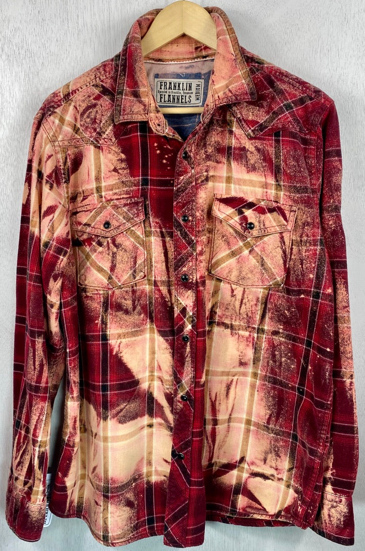 Vintage Western Style Red, Gold and black Flannel Size Medium