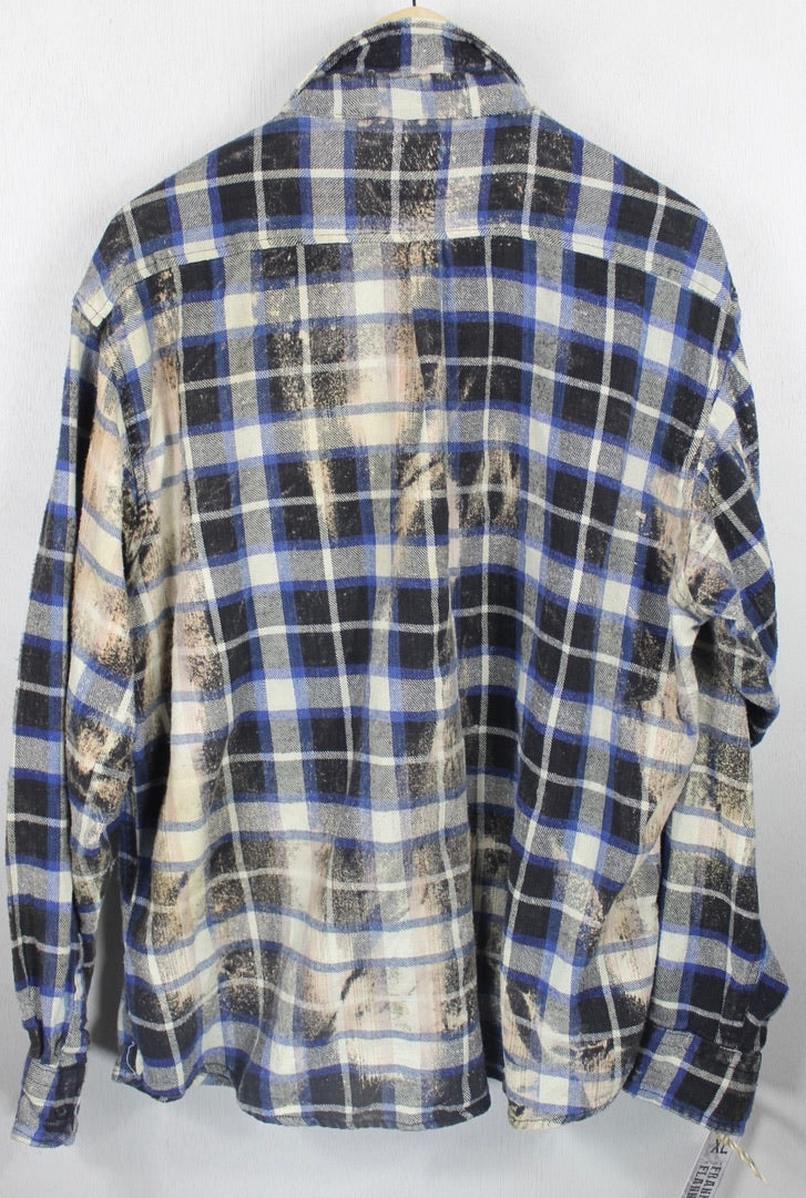Vintage Royal Blue, Black and Cream Flannel Size XL