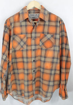 Vintage Retro Orange and Brown Flannel Size Medium