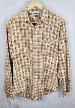 Vintage Carmel, White and Beige Flannel Size Small