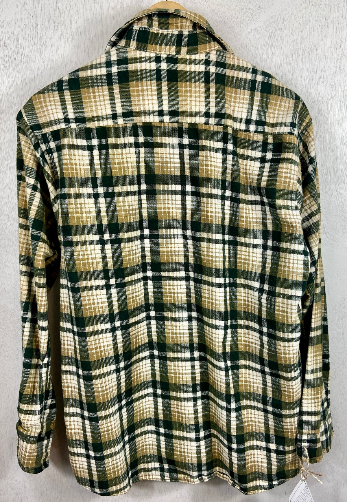 Vintage Retro Green, White and Army Green Flannel Size Large