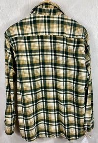 Vintage Retro Green, White and Army Green Flannel Size Large
