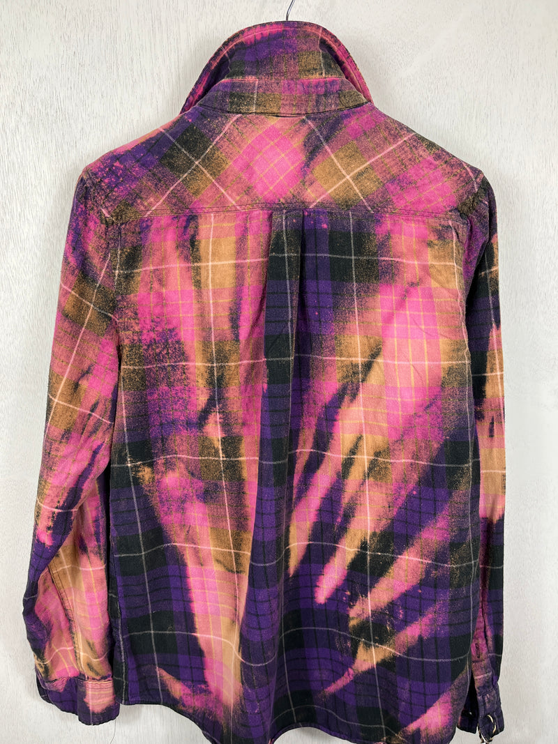 Vintage Purple, Pink, Black and Gold Flannel Size Small