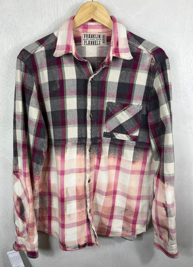 Vintage Grey, White and Pink Flannel Size Medium