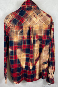 Vintage Red, Navy Blue and Rust Flannel Size XL