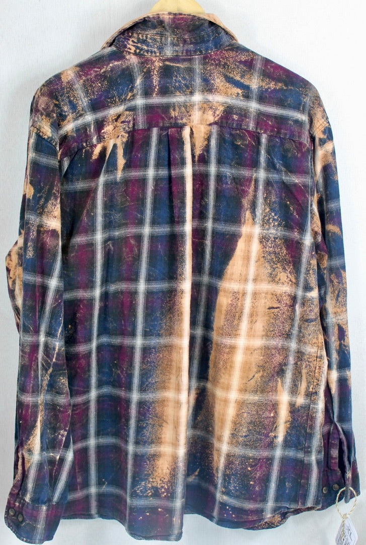 Vintage Deep Navy, Burgunday and Rust Flannel Size XL