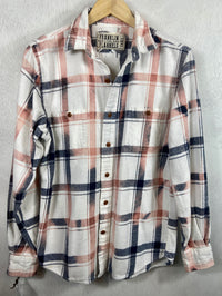 Vintage Navy Blue, Pink and White Flannel Size Small