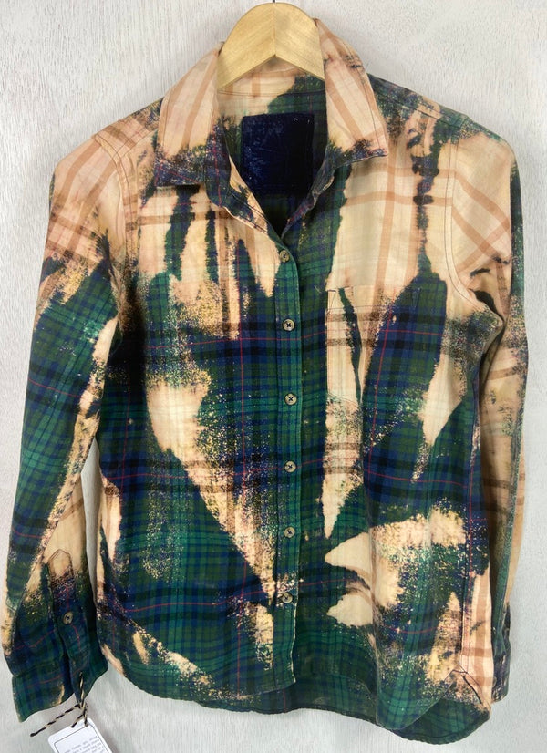 Vintage Green, Navy and Gold Flannel Size Youth Large