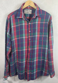 Vintage Retro Blue, Red and Green Flannel Size XL