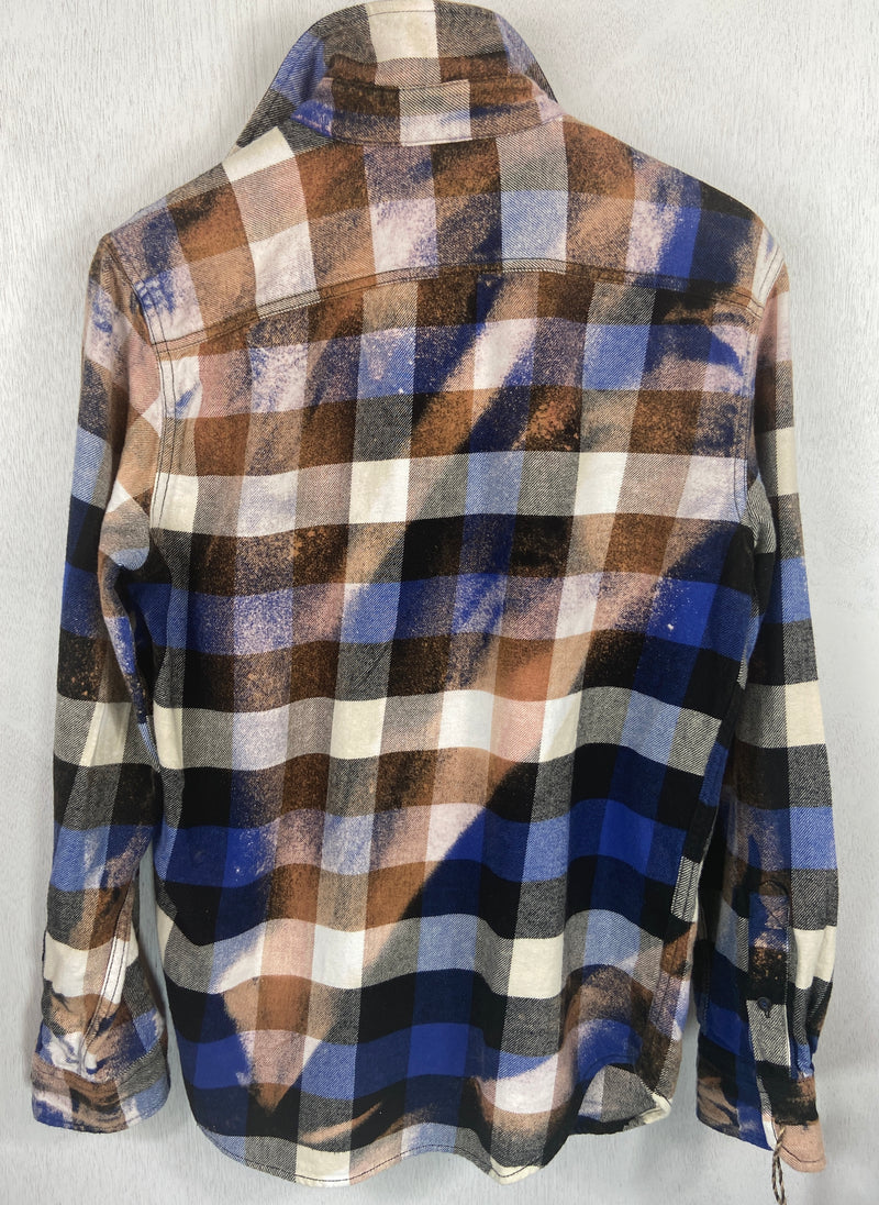 Vintage Blue, Black, Rust and White Flannel Size Small