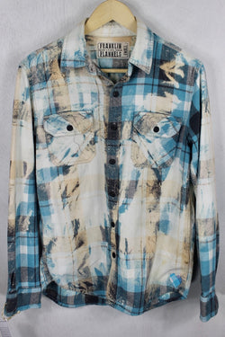 Vintage Ocean Blue and Cream Flannel Size Small