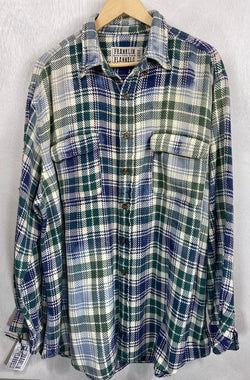 Vintage Green, Blue and White Flannel Jacket Size XL