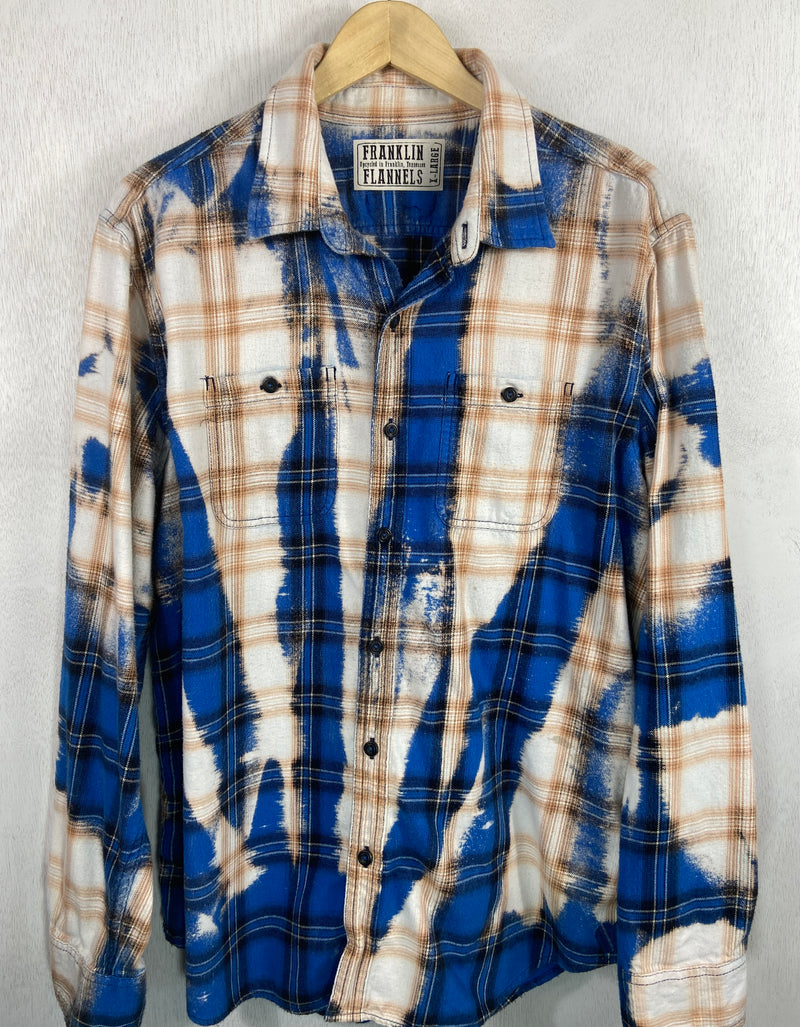 Vintage Royal Blue, Rust and Cream Flannel Size XL